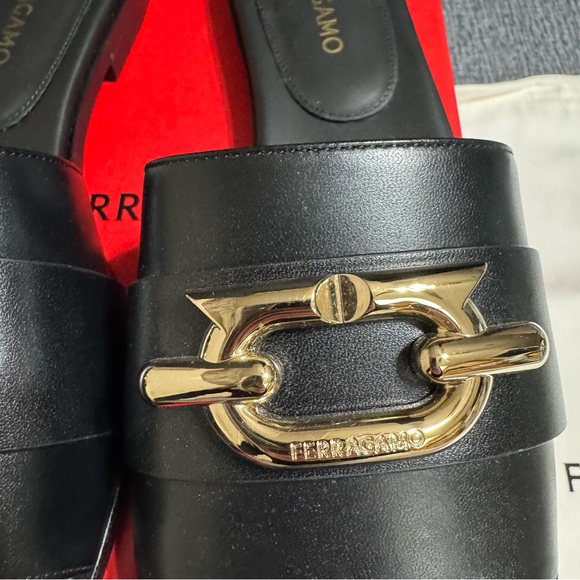 Ferragamo Priscilla Slip On Open Toe Slide Sandal in Black - Picture 6 of 16